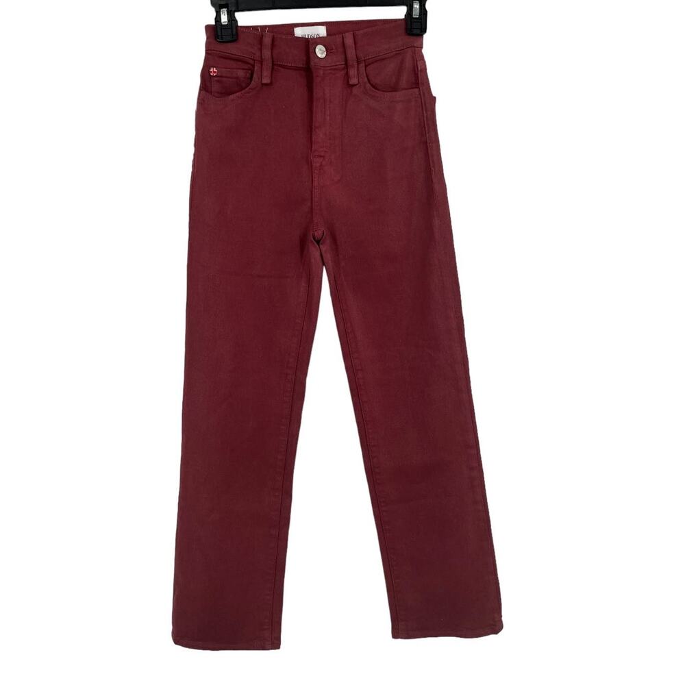 Hudson jeans coated Noa high rise straight crop brown size 23